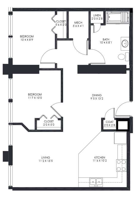 Floor Plans of Call Terminal Apartments in Sioux City, IA